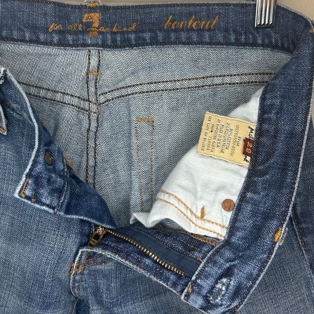 7 For All Mankind Jeans Women’s Size 28 Blue Low Rise Straight Leg 34.5” Inseam - Picture 7 of 13